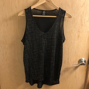 Bobeau black sheer tank with gold embellishments